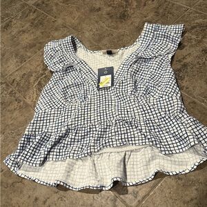 Universal Thread Blue and White Checkered Blouse